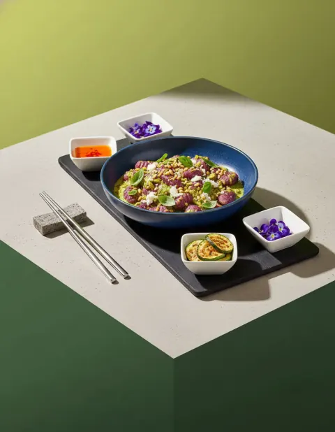 Bowl styled for a healthy food brand